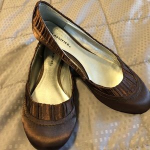 Classified - Brown Satiny Flats with Pleating